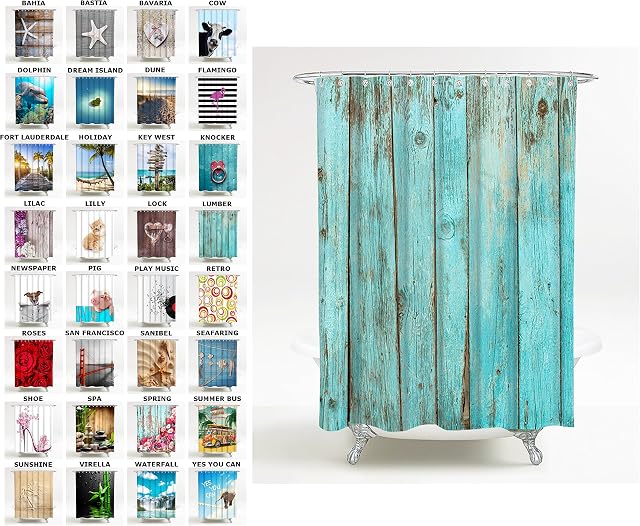 Shower curtain | Wide choice of beautiful shower curtains | Waterproof | Anti-Mould | with 12 Rings (180 x 200 cm, Lumber)