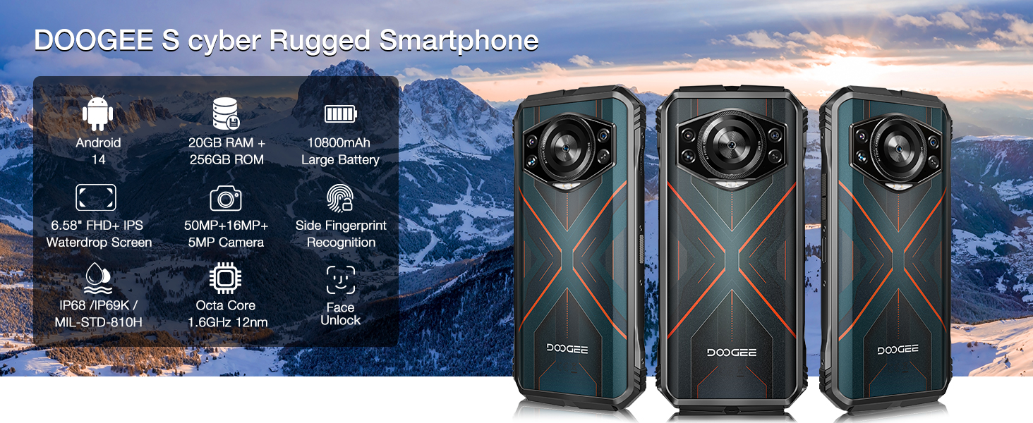 Amazon.com: DOOGEE S Cyber Rugged Smartphone Android 14, 10800mAh