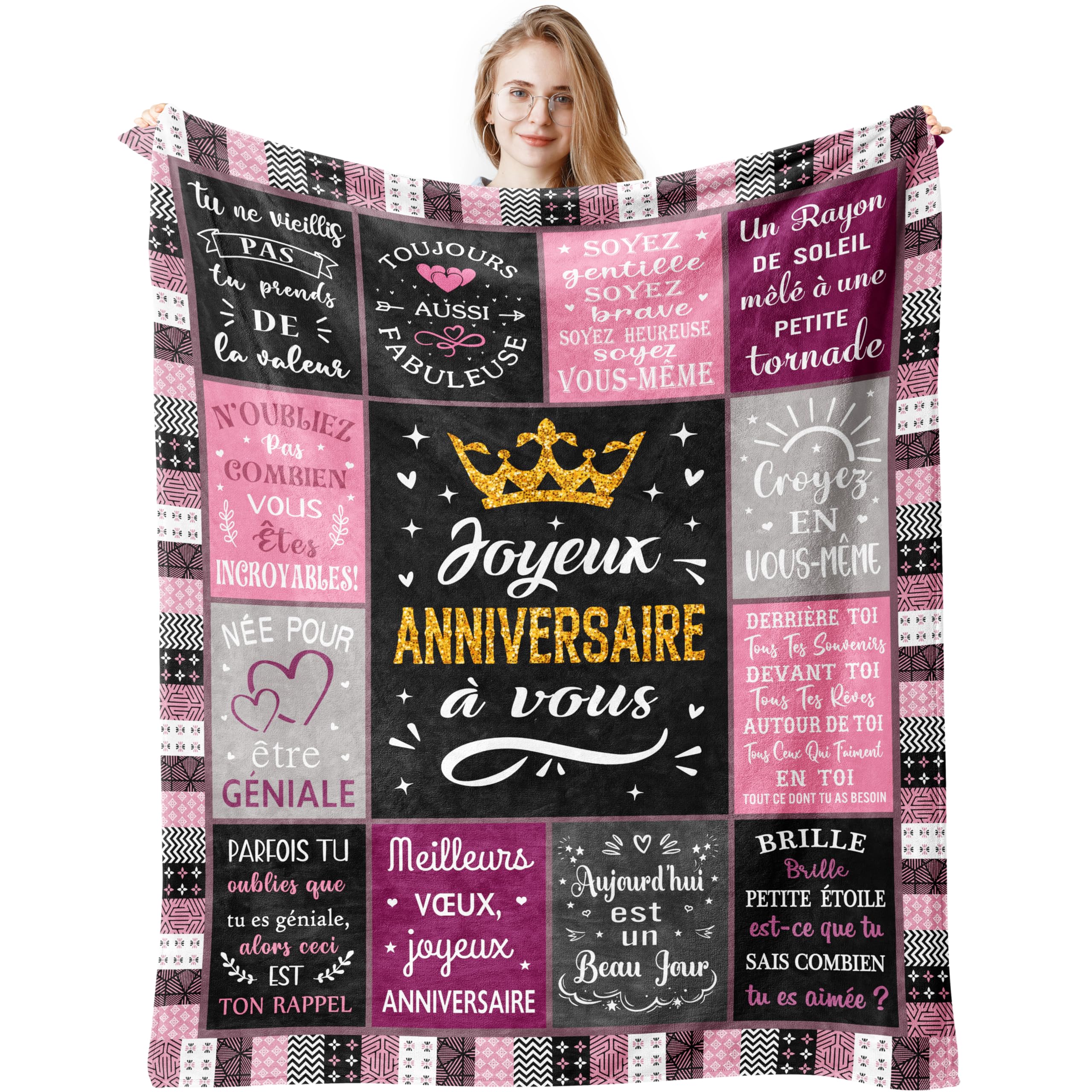 Couverture anniversaire 130x150CM pour des soirées cocooning confortables