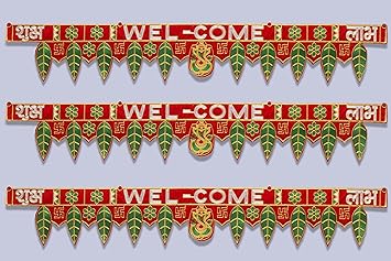 Agenzia Exim Traditional Embroidey Work Diwali Toran for Home Hangings Decoration and Office Decoration Toran.(Pack of 3)