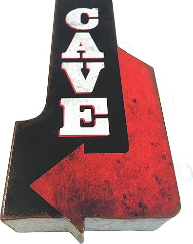 Miniatura 6 de Letrero publicitario vintage de reproducción de cueva de hombre, luces LED alimentadas por pilas, metal de doble cara montado en la pared, 30 x 11 x