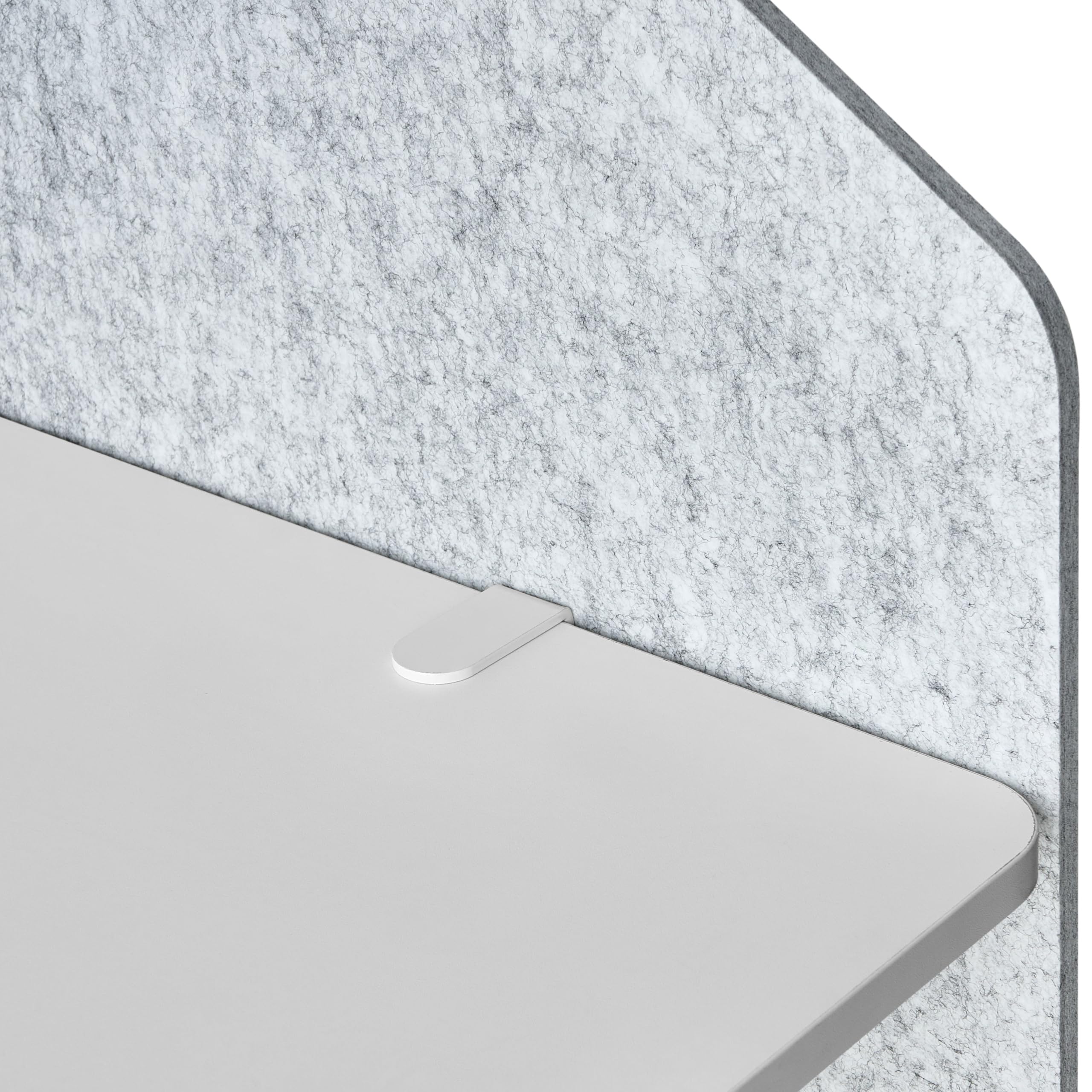 Beliani Schreibtisch Trennwand L-Form Filz Akustik Polster hellgrau 120 x 60 x 50 cm zum Klemmen Foldy