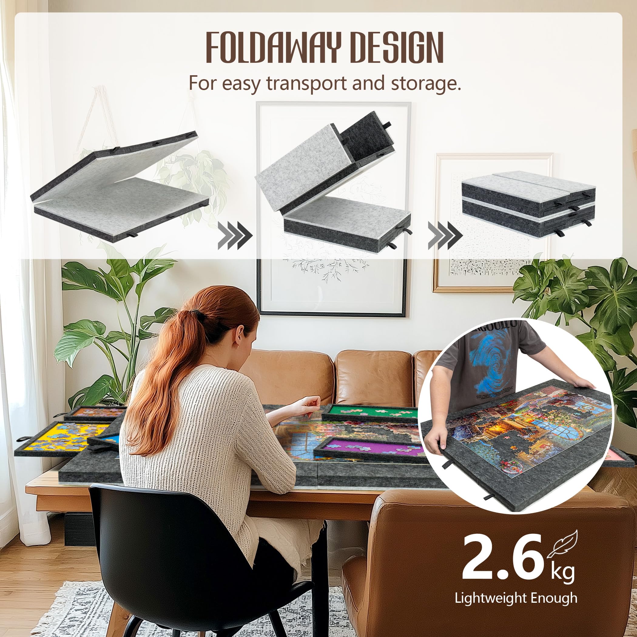 LAVIEVERT Table De Puzzle En Bois, Grande Table Pliante Et Inclinable Pour Jusqu'à 1 500 Pièces