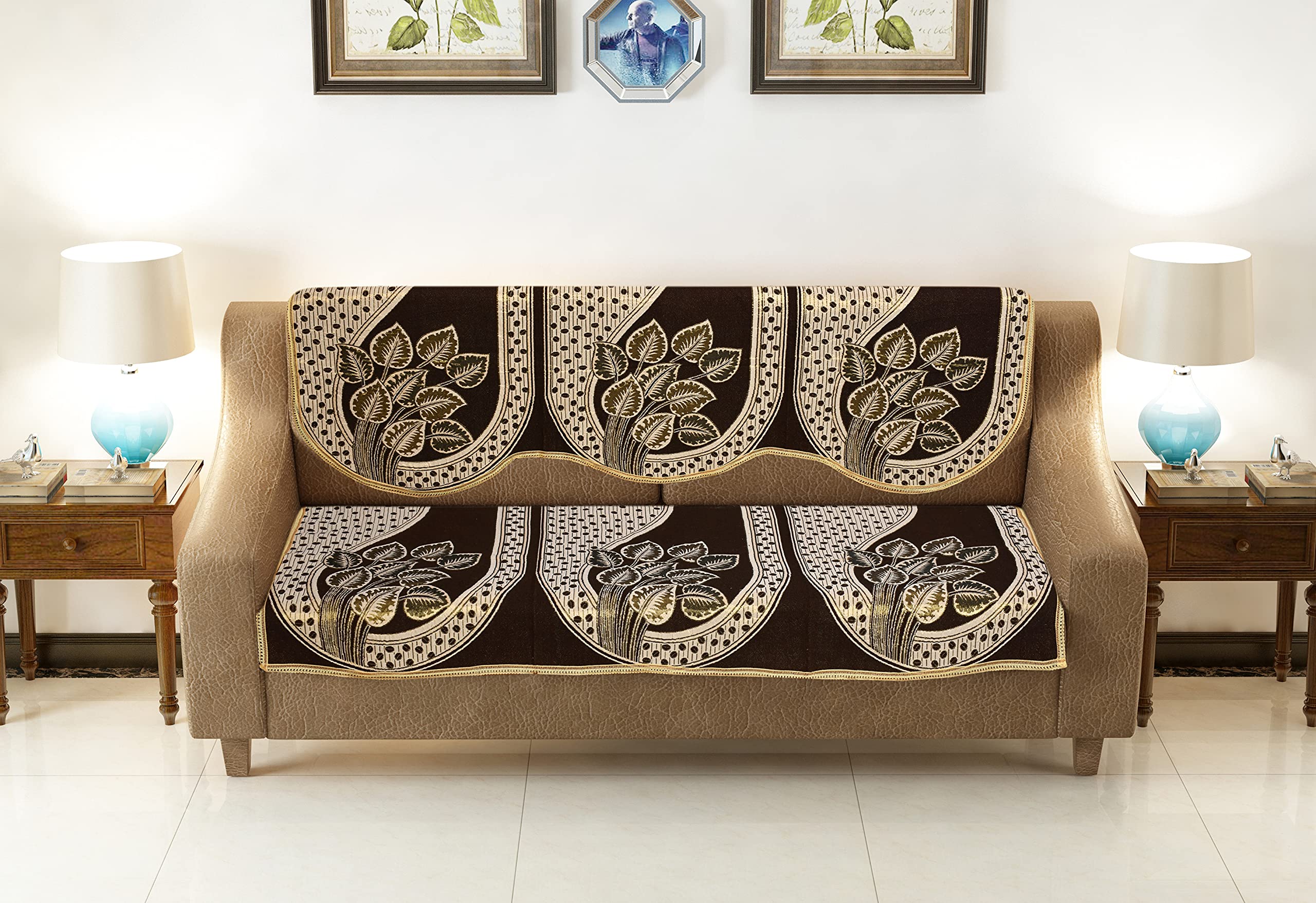 SHIV KIRPA Cotton Heavy Fabric 500 TC Floral Design 3 Seater Sofa Cover Use Both Side, Living Room, Drawing Room, Bedroom, Guest Room Set of 2 pc (degin a)-image-18