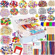 Purpledi 3600+ DIY Kit for Children, Pipe Cleaners Crafts Set, Educational Supplies, Children's Crafts, Pompoms, Gooey Eyes, Feathers, Blue