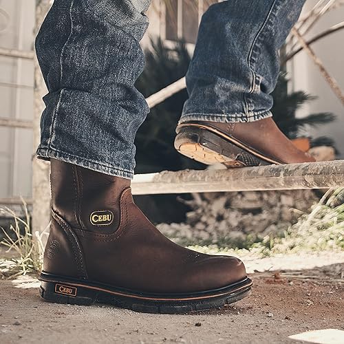 Miniatura 4 de CEBU Max Grip - Botas de trabajo para hombre con puntera suave, cuero, utilidad y seguridad industrial, antideslizantes, zapatos de hombre de 10