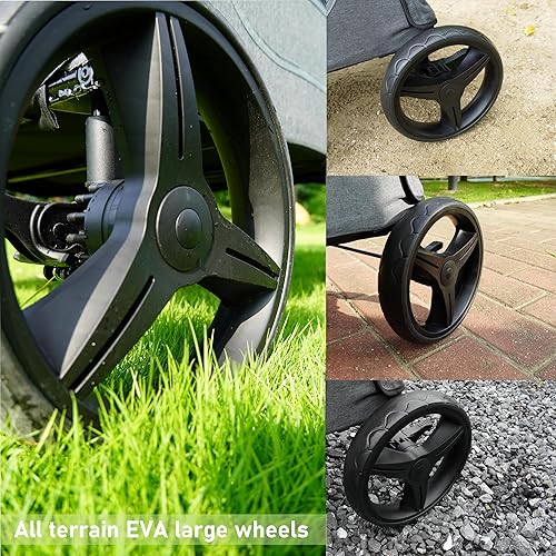 Miniatura 5 de Cochecito de 4 plazas en forma de automóvil para 2 y 3 niños, plegable, todo terreno, con toldo extraíble, arnés de 5 puntos para asientos elevados,