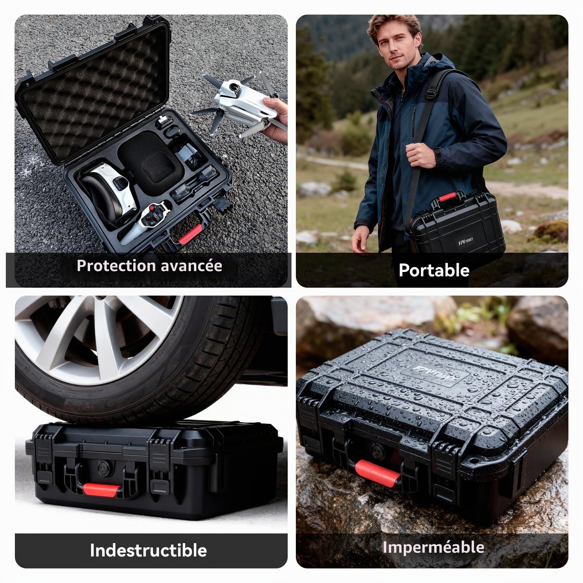 FPVtosky Étui Rigide pour Antigravity A1, Sac de Rangement de Protection étanche, Accessoires pour Drone, Batteries et équipement RC [étui Uniquement]