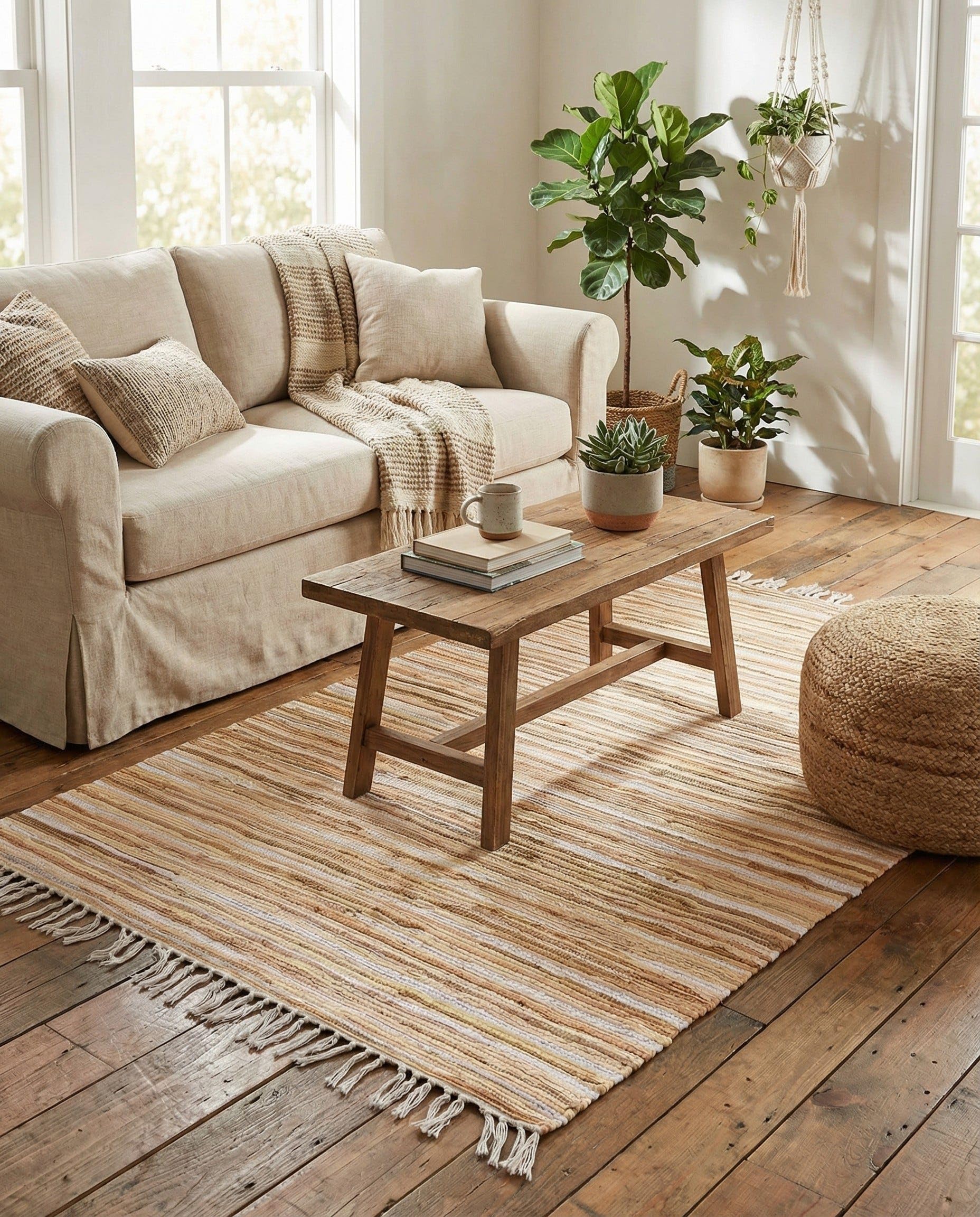Amazon.com: Rugs.com Chindi Cotton Collection Rug – 4' x 6' Beige