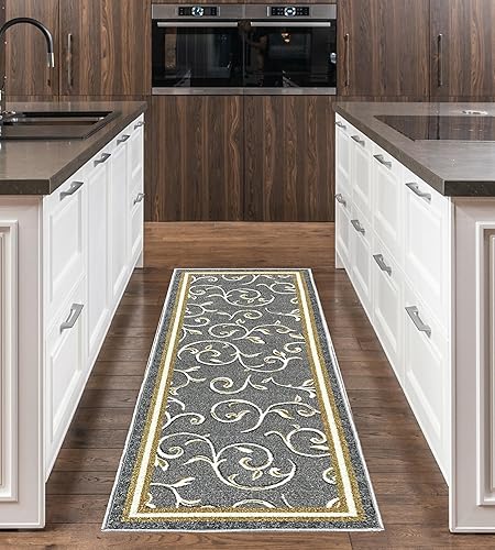 Miniatura 4 de Gloria Alfombra de cocina antideslizante con parte trasera de goma para cocina, alfombra de cocina para peldaños antideslizantes (gris, camino (20 x