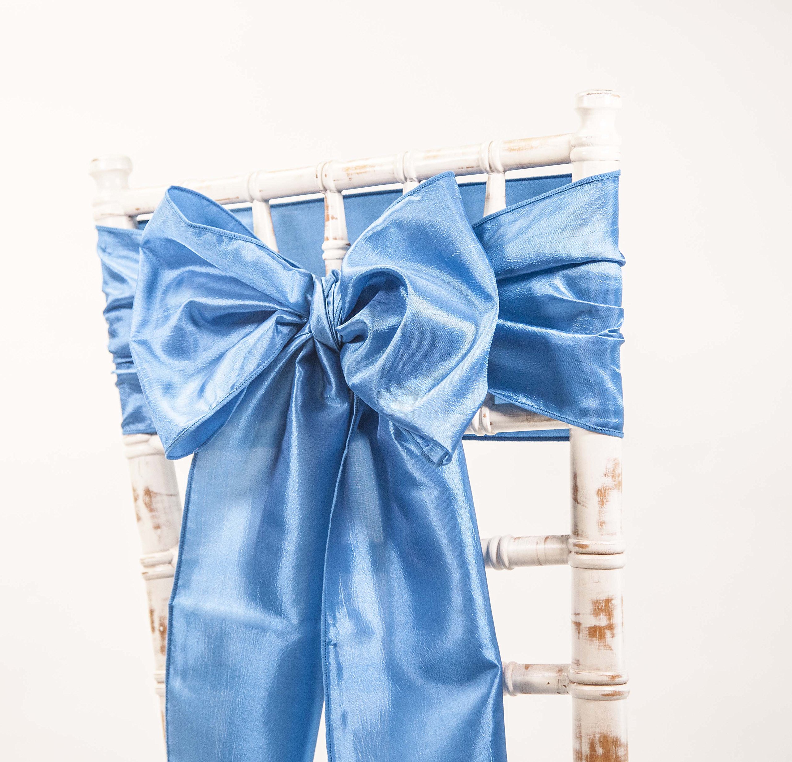 Taffeta Chair Sashes Covers for Wedding Events Corporate Chair Dressing (Blue)
