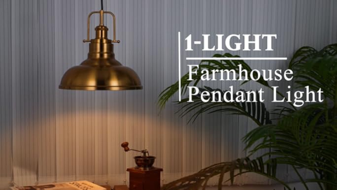 SULLO DOME 1 オリーブグリーン zeyu Farmhouse Pendant Lighting for Kitchen Island, 1-Light
