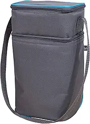 J.L. Childress Refrigerador de 6 garrafas, refrigerador de leite materno isolado e lancheira para comida de bebê e mamadeiras, à prova de vazamento e selada a calor, pacote de gelo incluído, cinza e azul-petróleo