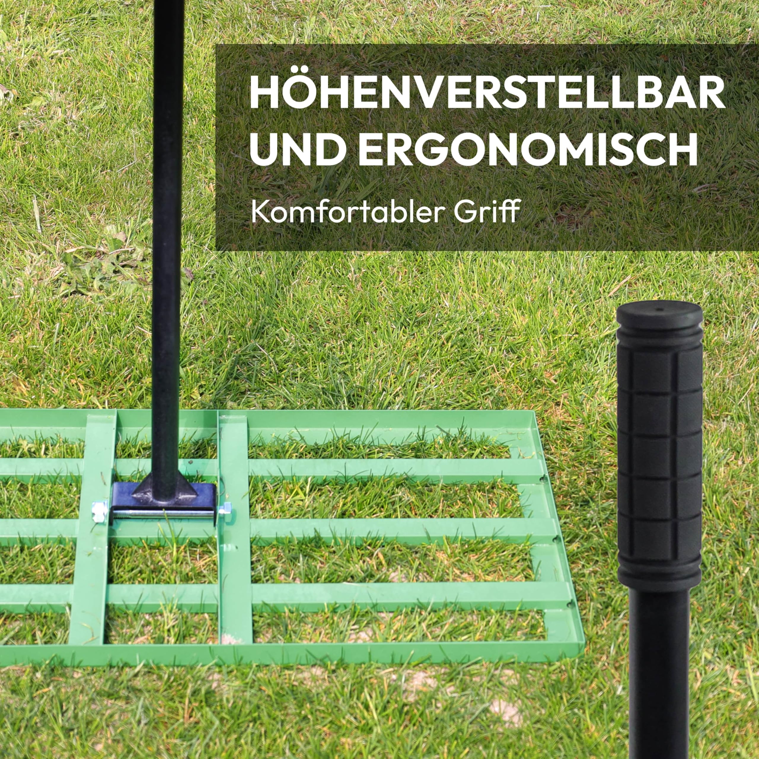 NovaTerra Rasenrakel 75x35 cm mit 2 Meter Stiel [für den perfekten Rasen] I Ideal zur Rasenpflege, Sandverteilung und Rasennivellierung I Leicht und handlich anwendbar Rasen rakeln