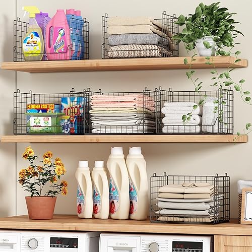 Miniatura 9 de Organizador apilable de armario de 4 niveles de altura extra, contenedores de almacenamiento plegables para suéteres, jeans y ropa, estantes de