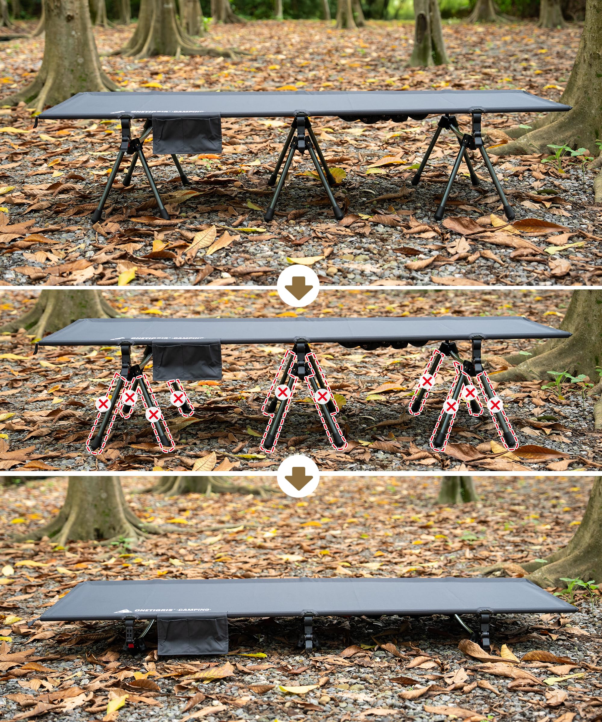 OneTigris SUPRANUBIS Lit de camp pliable 190 x 70 cm, portable, léger, lit de camping, jusqu'à 150 kg, pour tente, extérieur, voyage, jardin, bureau