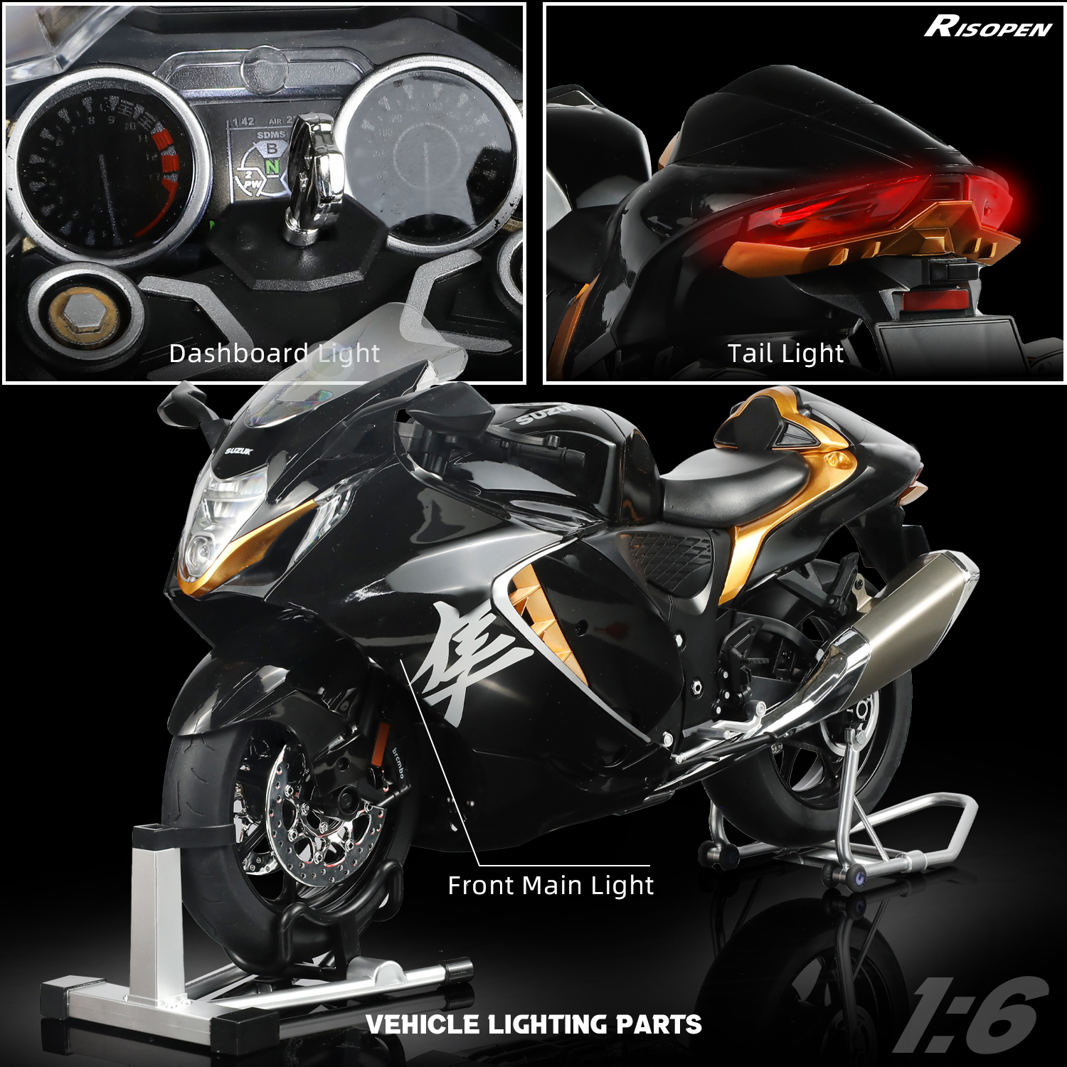 Amazon.com: Risopen 1:6 Motorcycle Model Toy for Suzuki Hayabusa