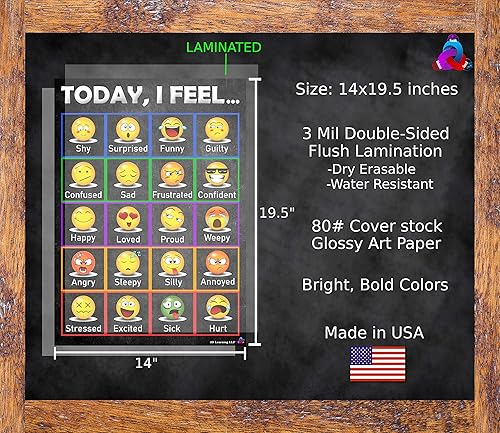 Miniatura 3 de Emoji Feelings Chart and Keep Calm Carteles laminados de 14 x 19.5 pulgadas, carteles y decoraciones para el aula, suministros de regreso a la