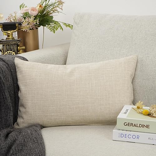 YOUR SMILE - Funda de cojín de lino de algodón para sofá cama, 18 X 18 pulgadas