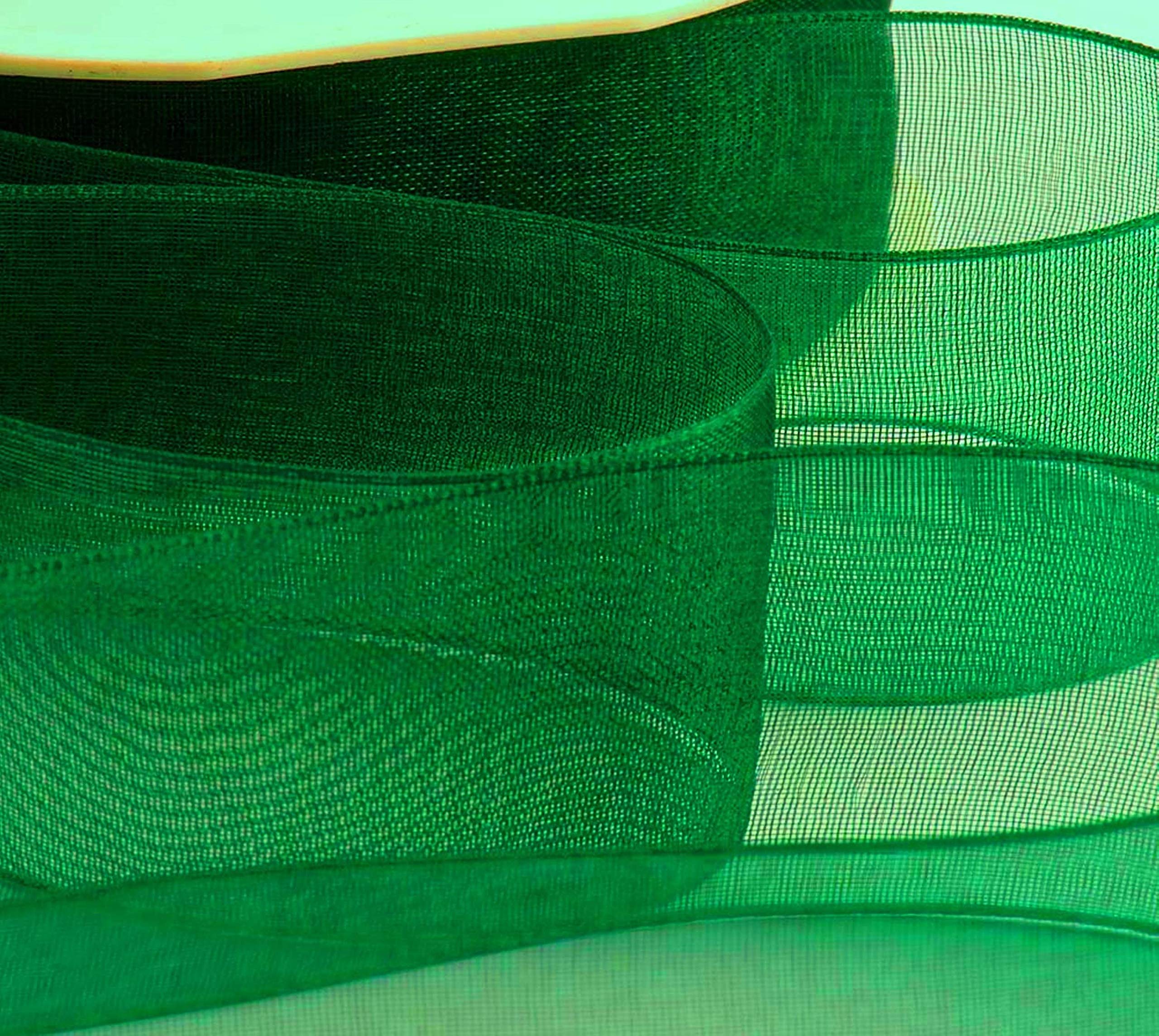 Gcs London Green Organza Ribbon 12Mm 44 Mtrs Gift Wrap Ribbon, Ribbons For Gift Wrapping, Christmas Ribbon, Gift Wrapping Ribbon For Crafting, Wedding Party Decor