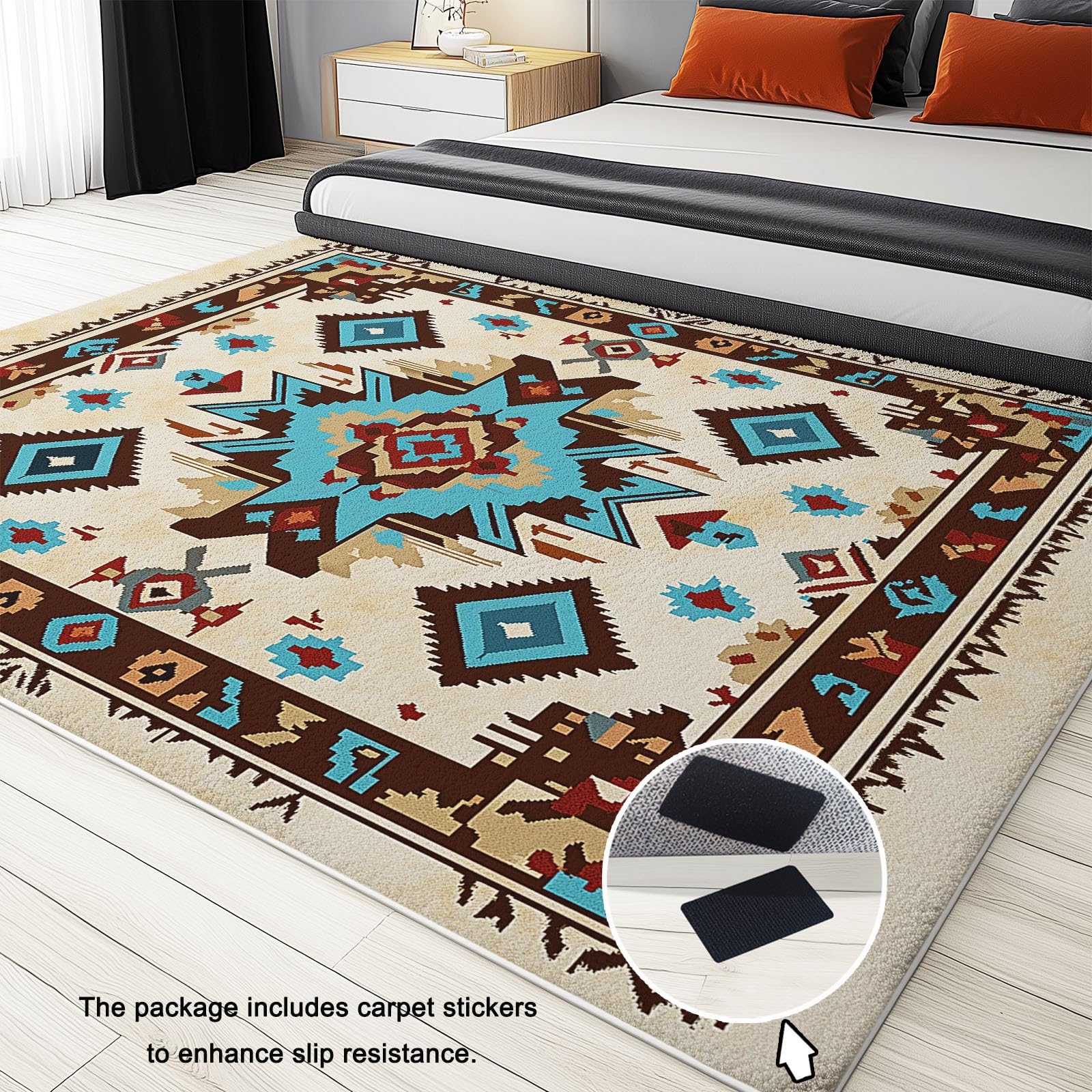 Tappeto Salotto Moderno Design azteco Flanella Tappeti Camera da Letto rug Cucina Antiscivolo Lavabile per Tavolino da Salotto,Bagno,Bambini Cameretta 140 x 200 cm, Multicolore
