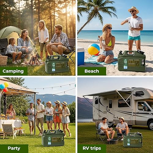 Miniatura 5 de Botella de agua de 5 galones, contenedor de agua para acampar con bomba, dispensador de agua portátil sin BPA con espiga, jarra de agua grande a