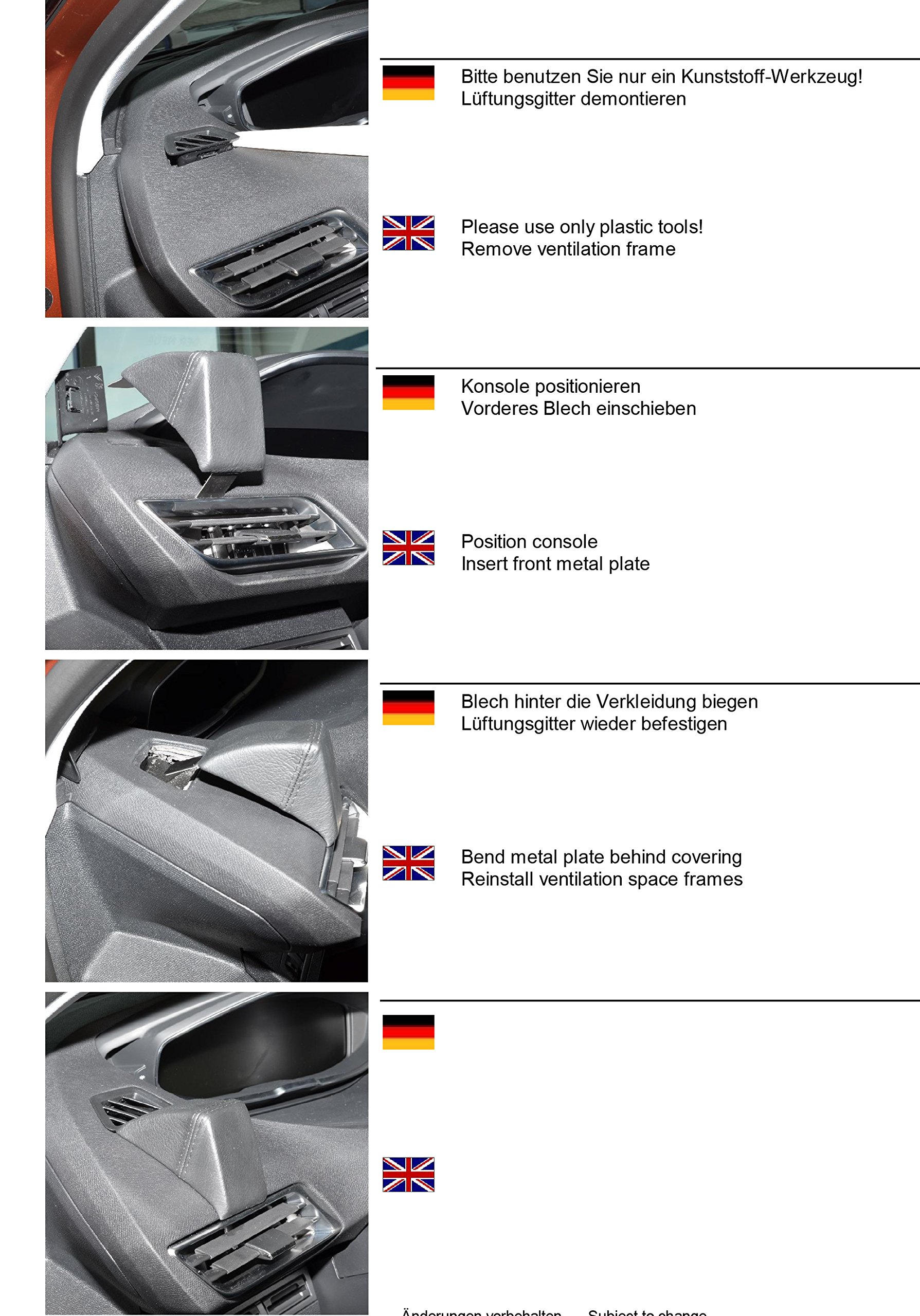 KUDA Uchwyt na telefon komórkowy pasujący do Peugeot 3008 & 5008 od 2016 - konsola telefoniczna do smartfonów, telefonów komórkowych, nawigacji i wielu innych – konsola ze sztucznej skóry, czarna,