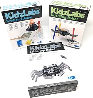 KidzLabs Robot Toys Science Experiments for Kids, Kitchen Science, Table Top Robot, Doodling Robot - Science Kits for Kids - Robot - Robotics for Kids - Batteries/Screwdriver INCLUDED by 4M & MTGS - coolthings.us