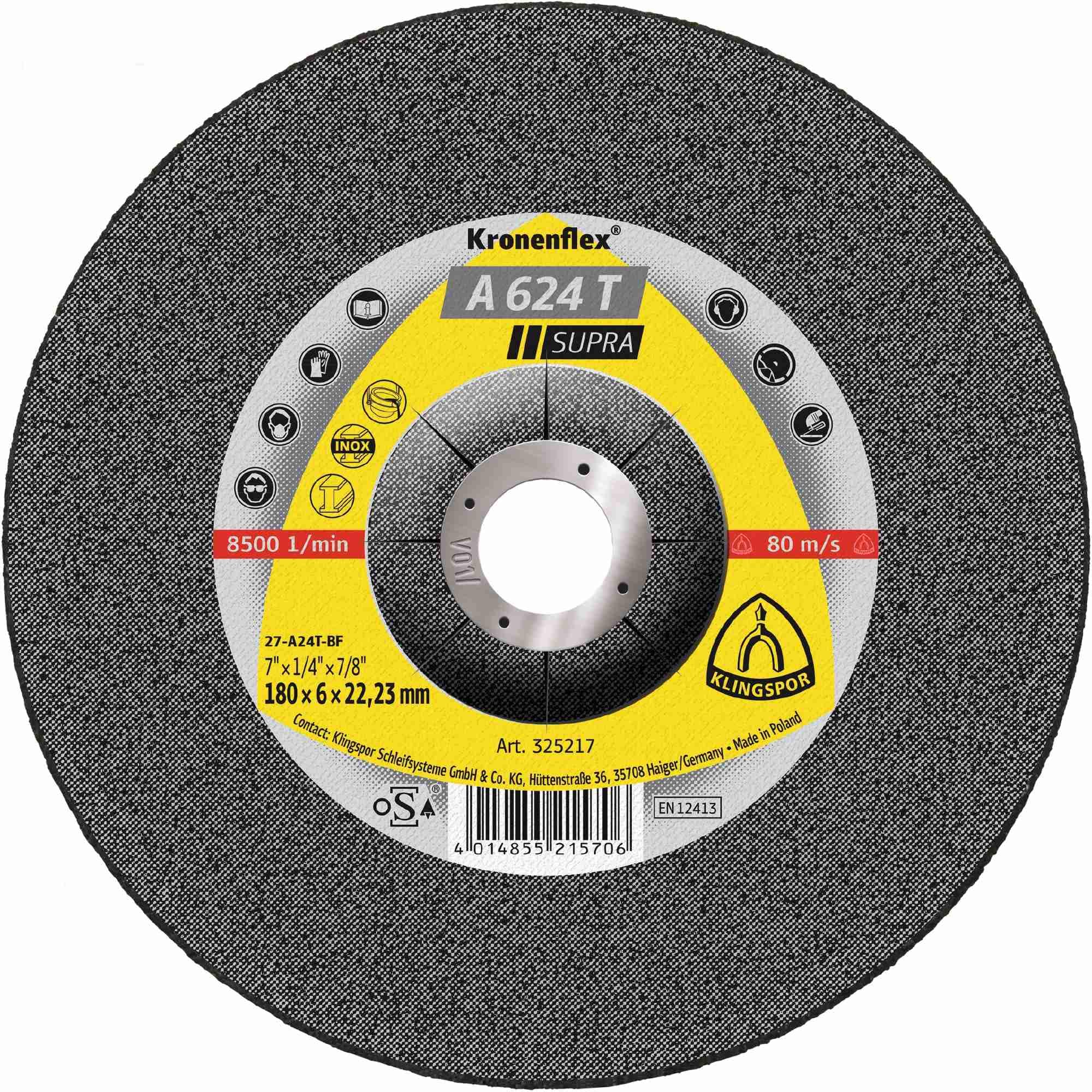 Klingspor A 624 T - Discos de desbaste (10 unidades, 230 x 6 x 22,23 mm)