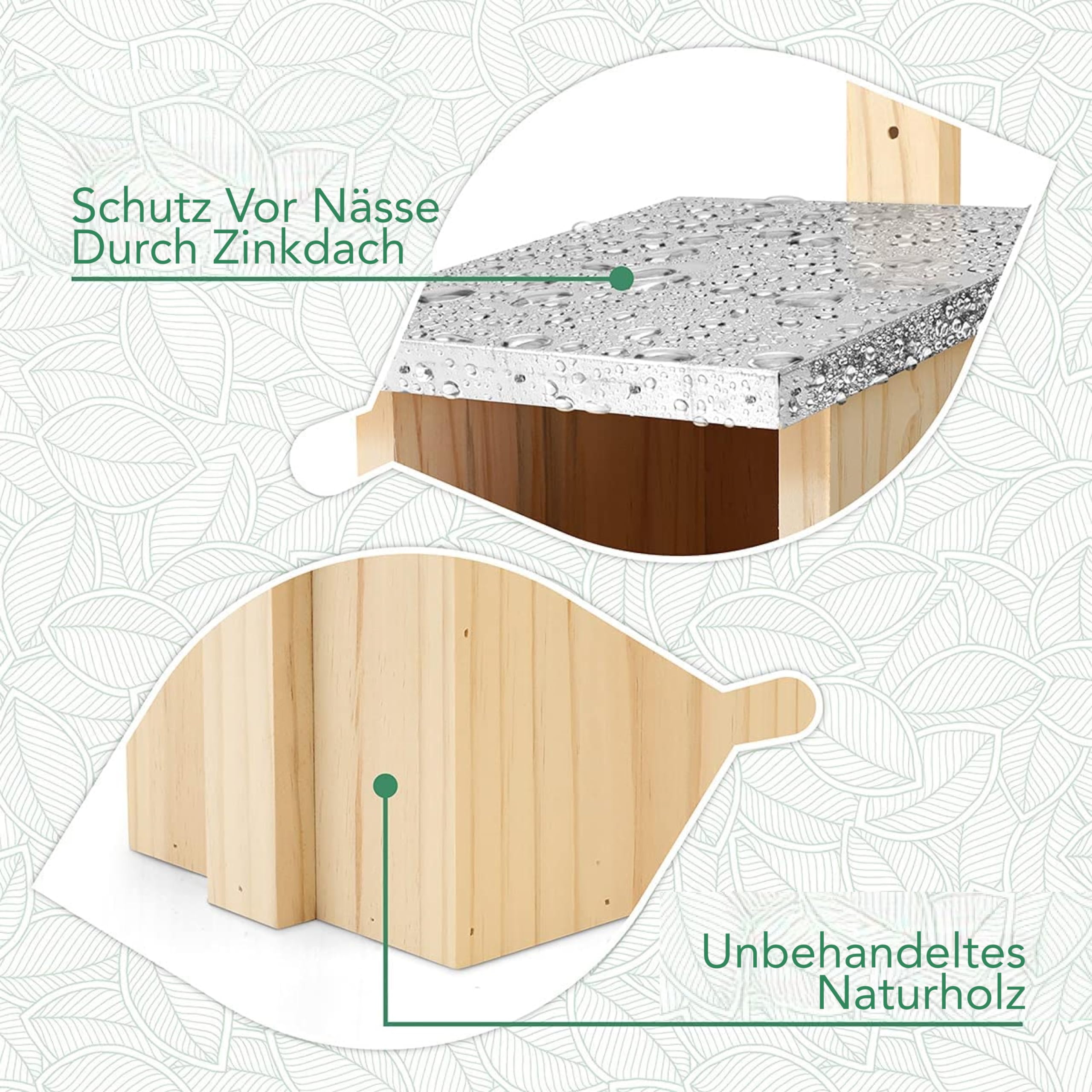 WILDLIFE FRIEND I Nistkasten Rotkehlchen & Co mit Metalldach nach NABU aus Massivholz für - 100% Wetterfest – Halbhöhle für Gartenrotschwanz, Nistkasten & Brutkasten für Nischenbrüter