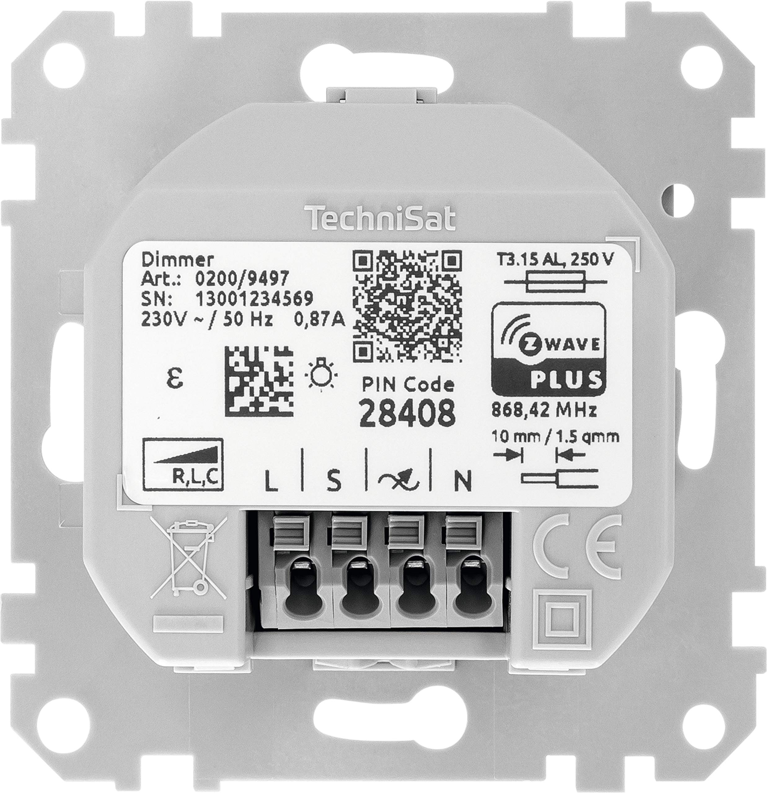 TechniSat Smart-Home - Regulador de intensidad con balancín (caja empotrada, Z-Wave Plus, regulación inteligente de la luz a través de la aplicación, compatible con programas de conmutación Merten)