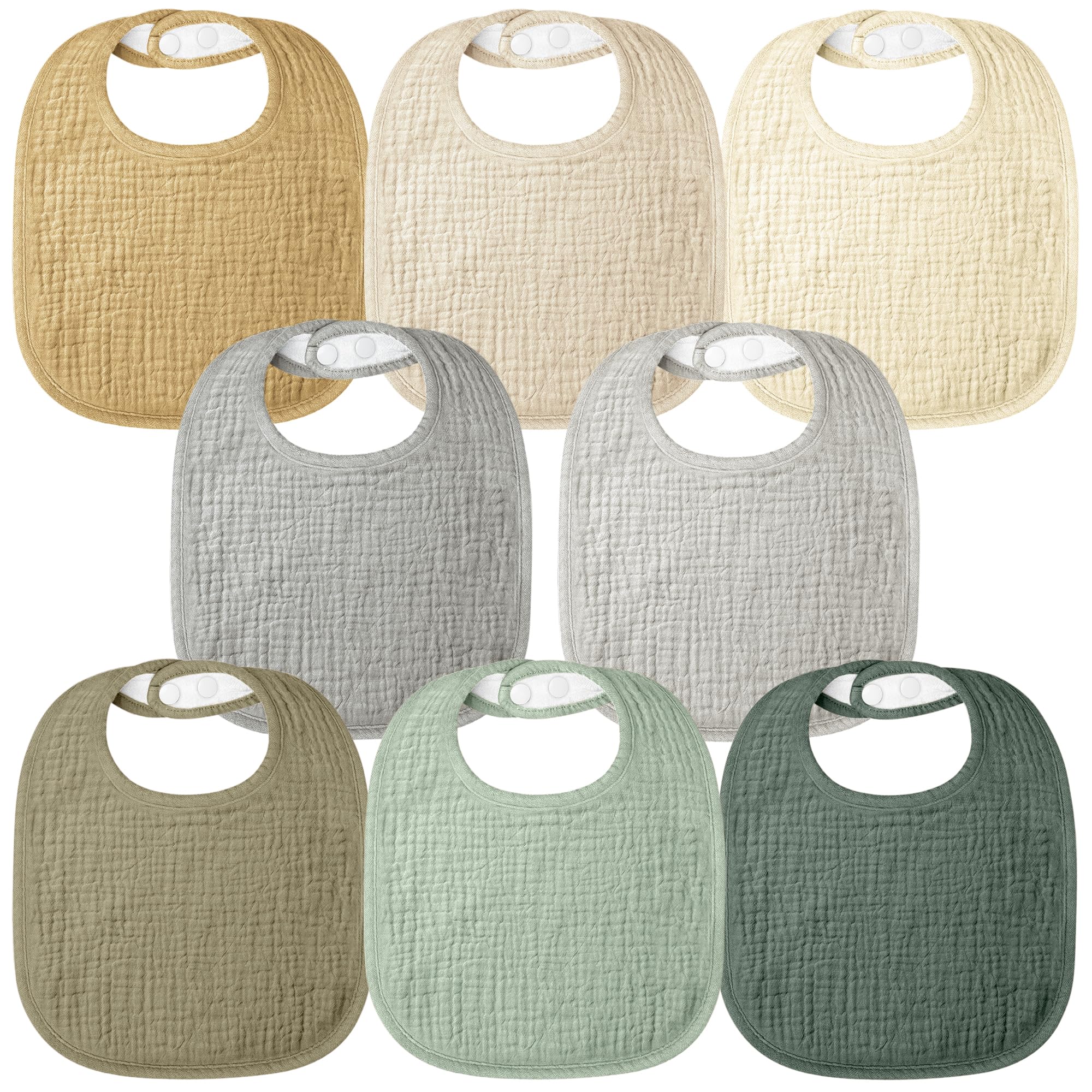 Bearmoss Lätzchen Baby Musselin Sabberlätzchen für Babys, 100% Baumwolle Quadratische Halstuch Baby Verstellbare Babylätzchen Weiche Sabberlätzchen für Junge und Mädchen,8 Stück