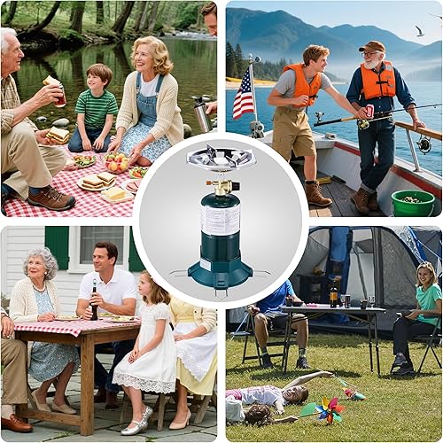 Miniatura 4 de Estufa de propano para acampar con quemador de alta potencia, estufa de propano con parte superior de botella de un solo quemador, llama ajustable