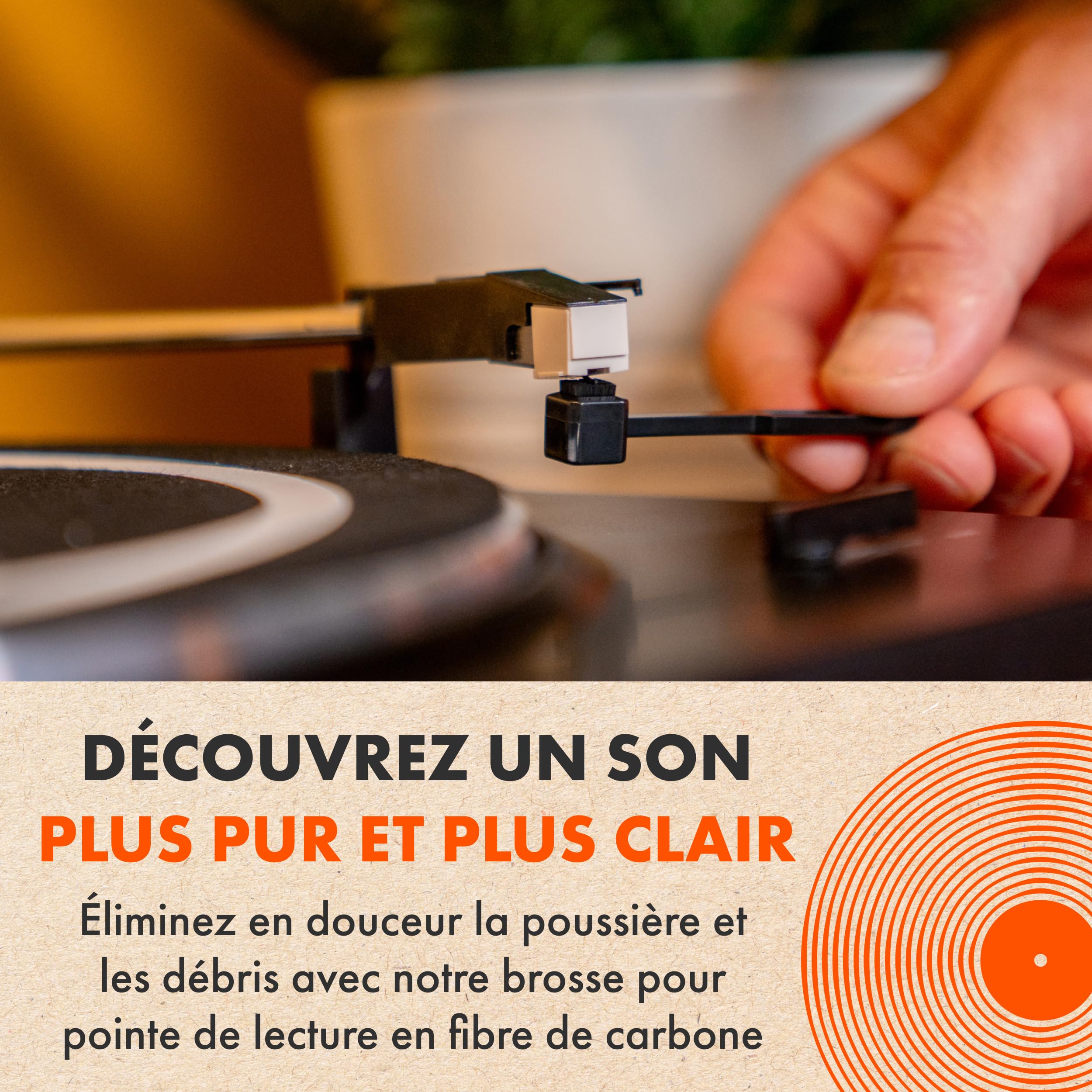 Kit Nettoyage Vinyle par SPINCARE | 5-en-1 Nettoyante pour LP Disques Vinyle, Antistatique Tampon Nettoyant en Velours, Support De Séchage/Présentoir Et Brosse pour Pointe De Lecture