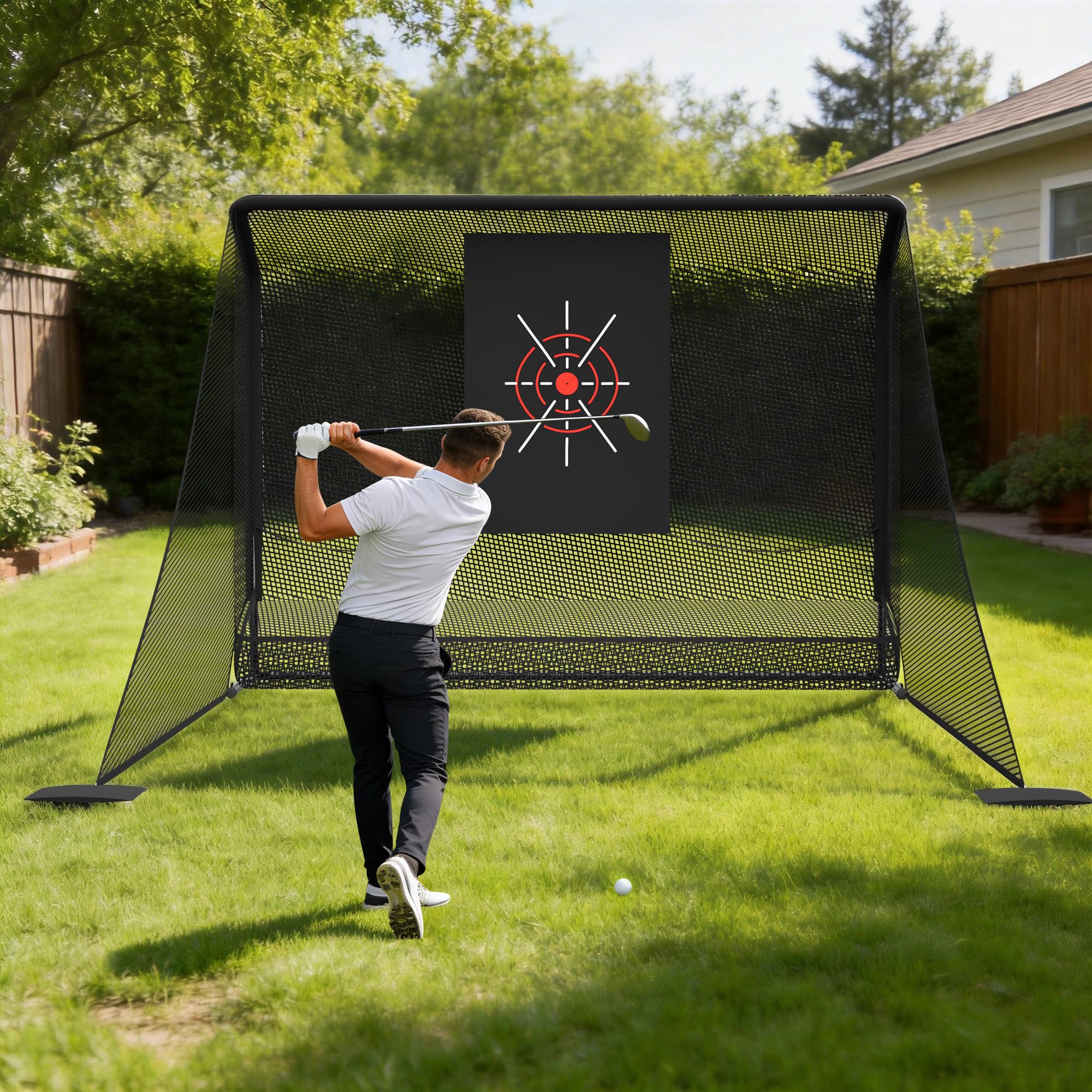 Thanaddo Golfnetz Übungsnetz 3 x 3,5m Golfübungsnetz Set mit Ziel-Tuch, Golf Trainingshilfe Trainingsnetz mit Bälle-Netz und Tragetasche für Outdoor Garten Trainingsplatz