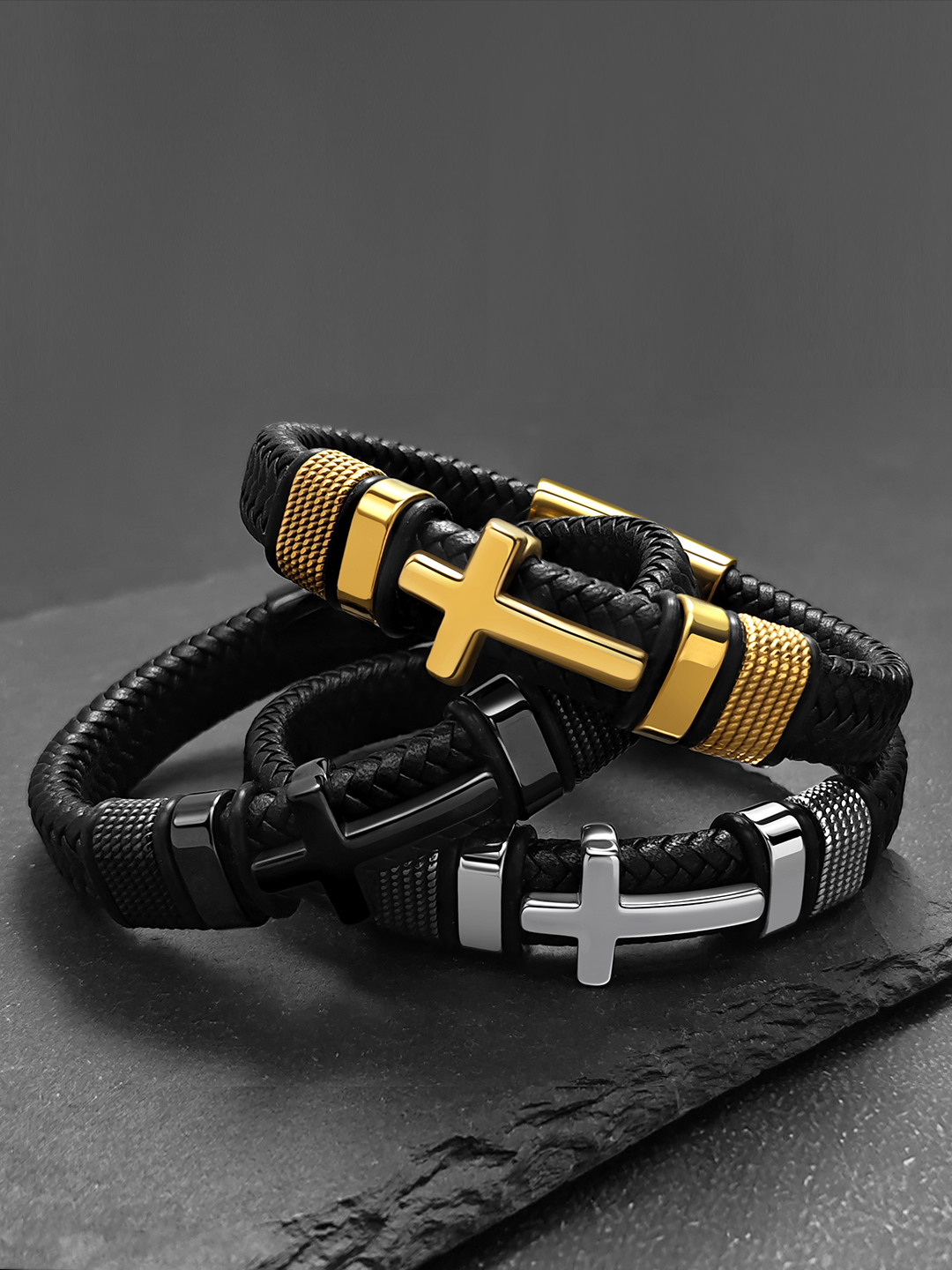 Amazon.com: Black Cross Cuff Bracelet for Men,Stainless Steel