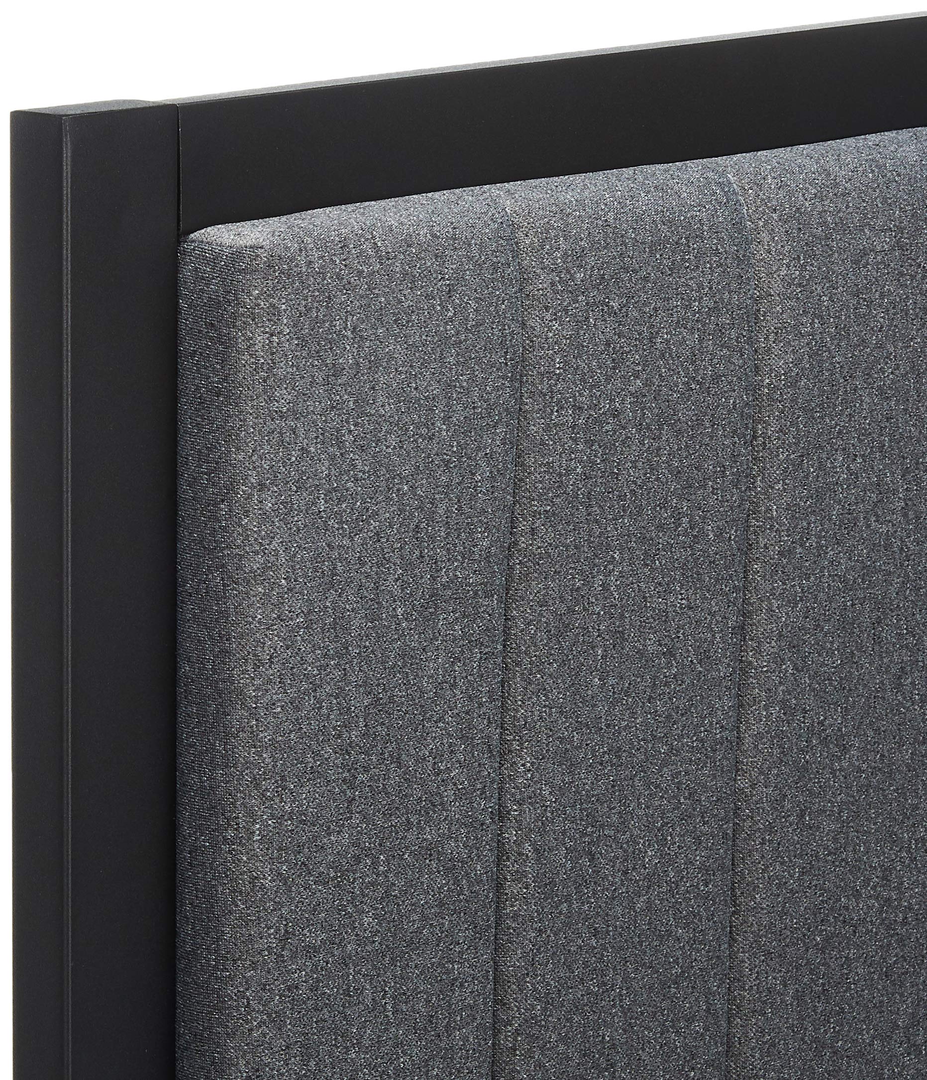 Zinus Anuar Banded Grey Upholstered Metal Headboard, Twin