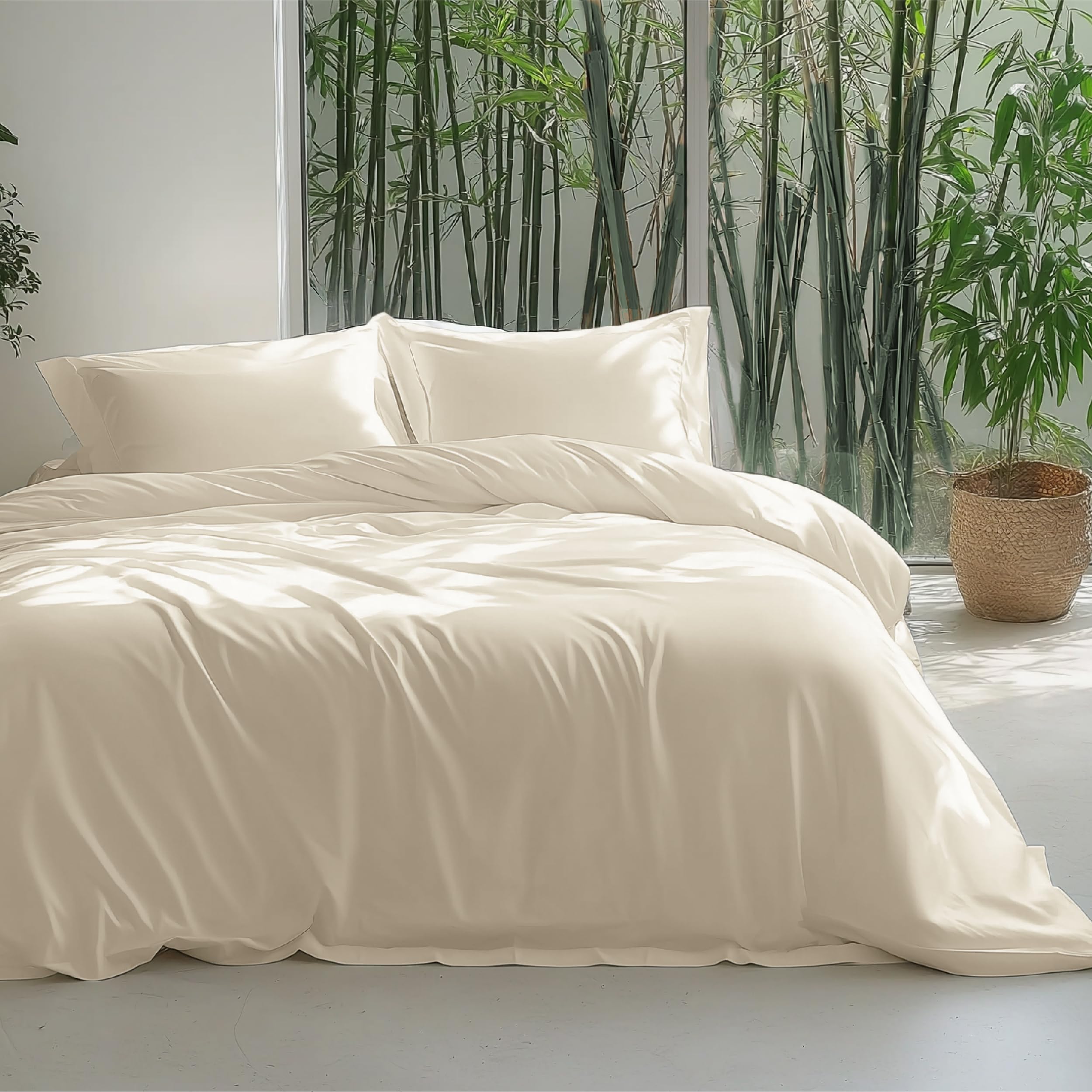 Bedsure 100% Rayon Derived from Bamboo Duvet Cover King Size