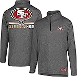 Ultra Game NFL Official Adults Super Soft Quarter Zip Long Sleeve T-Shirt - Unisex, San Francisco 49ers, Heather Charcoal, Medium
