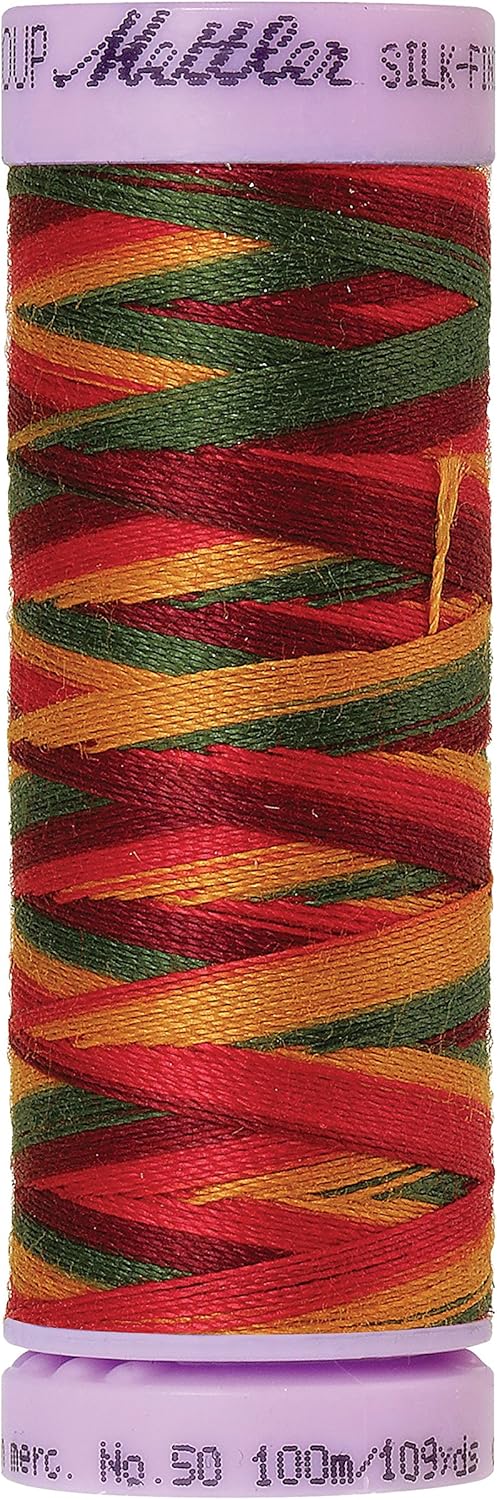 Mettler Silk-Finish Variegated Cotton Thread, 109 yd/100m, Poppy Garden
