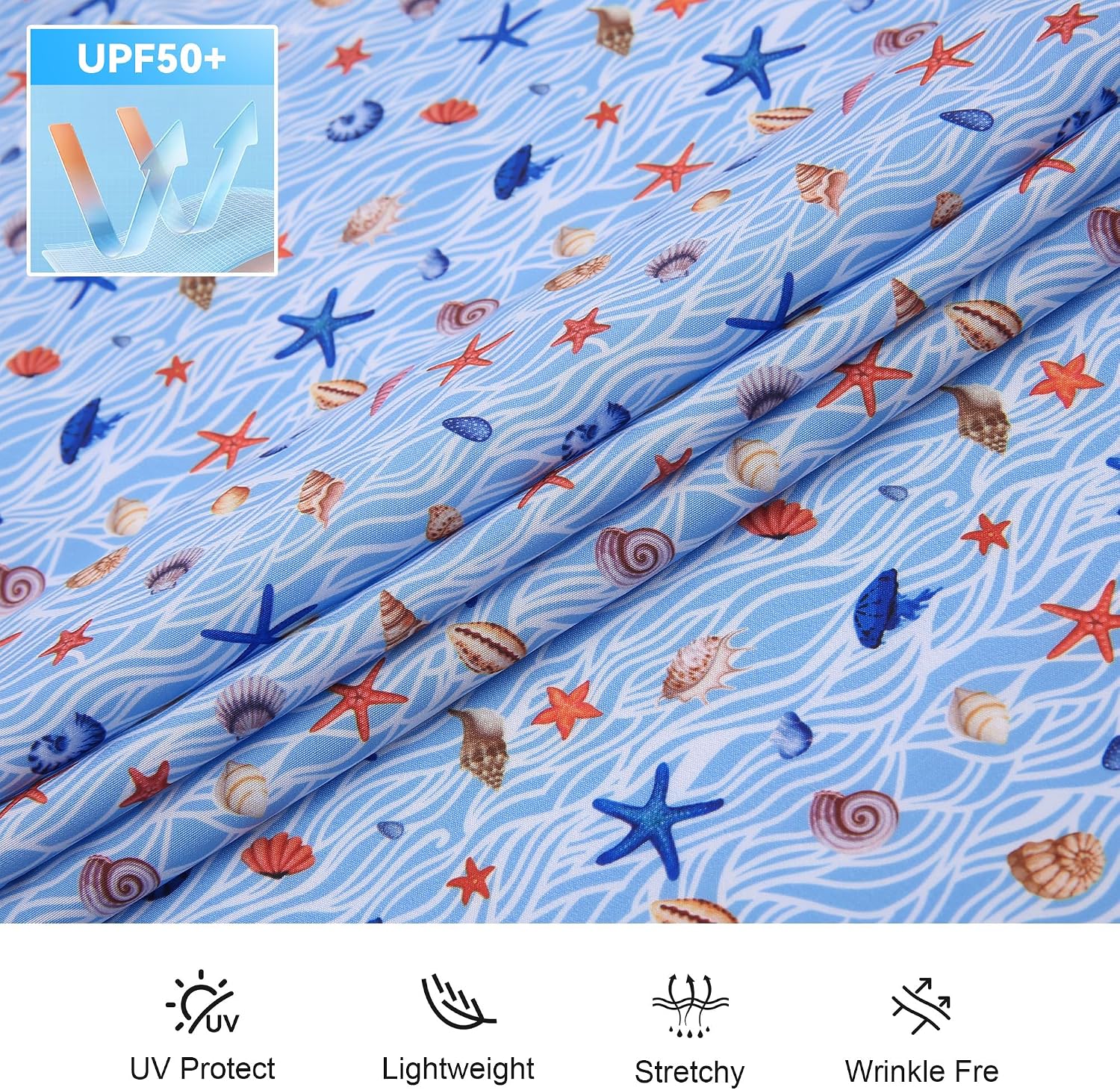 WARHORSEE Printed Fishing Shirts for Men UPF 50+ Breathable Stretch Mens Button Down Short Sleeve Hiking Casual Shirts
