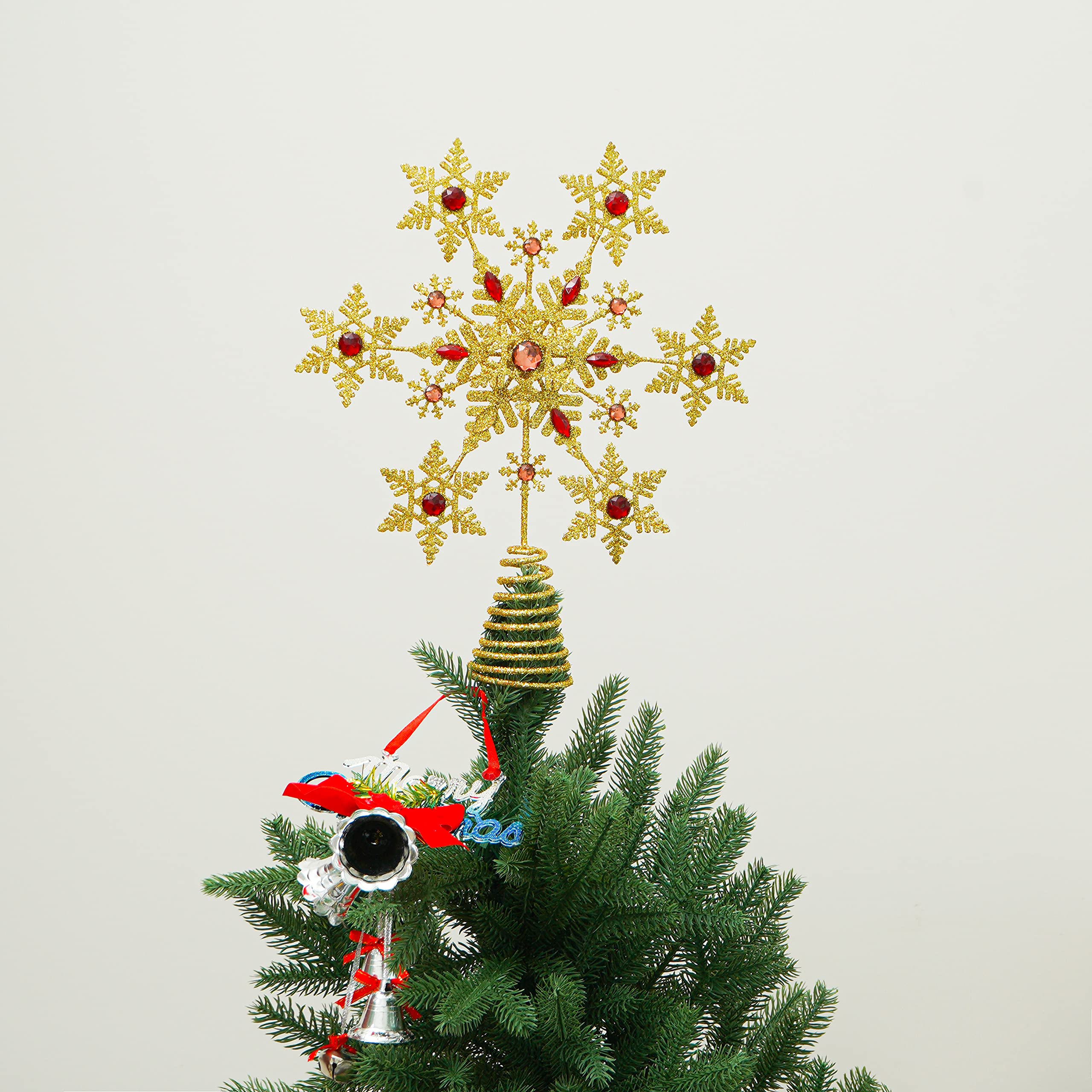 Christmas Tree Topper Indoor Festive Christmas Snowflake Treetop Metal Decoration for Holiday Home Ornament