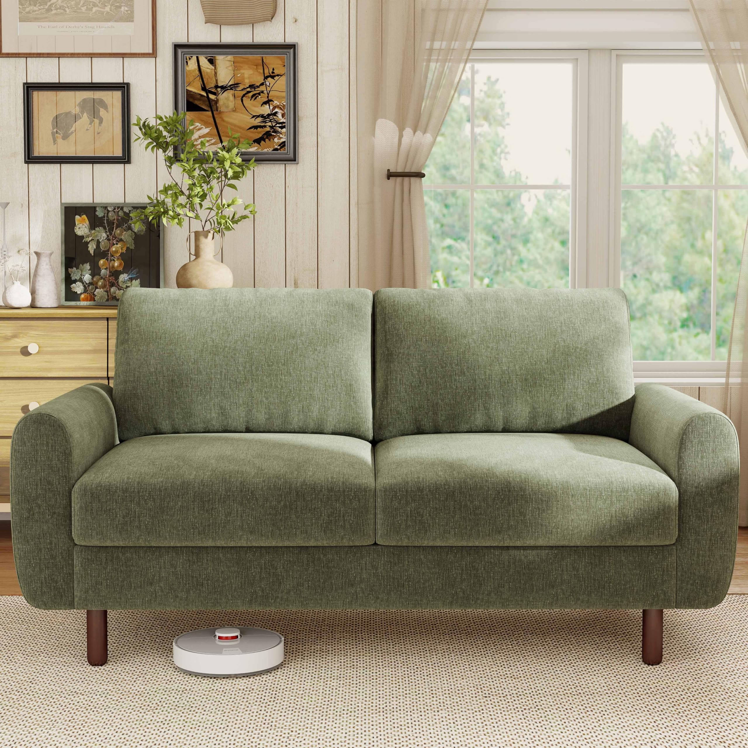 WorthFurni 68 inch green chenille loveseat sofa