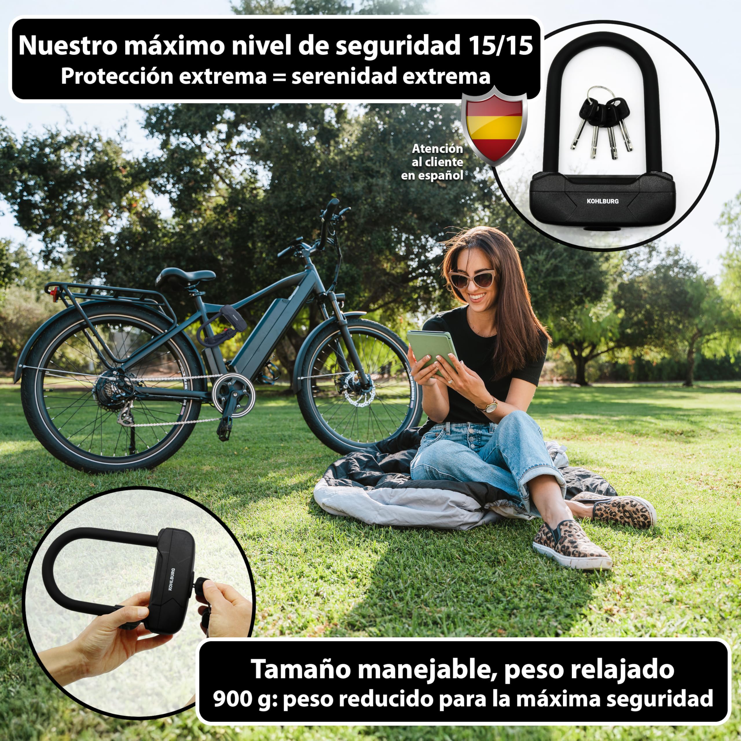 KOHLBURG Pequeño & ligero antirrobo de horquilla de seguridad con 4 llaves