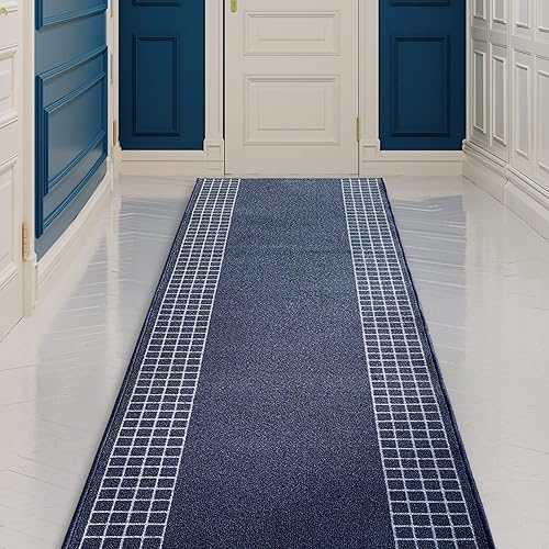 Miniatura 1 de Alfombra de pasillo hecha a medida para cocina, vestíbulo, pasillo, entrada, elige tu longitud de 31 pulgadas de ancho, diseño geométrico a cuadros,