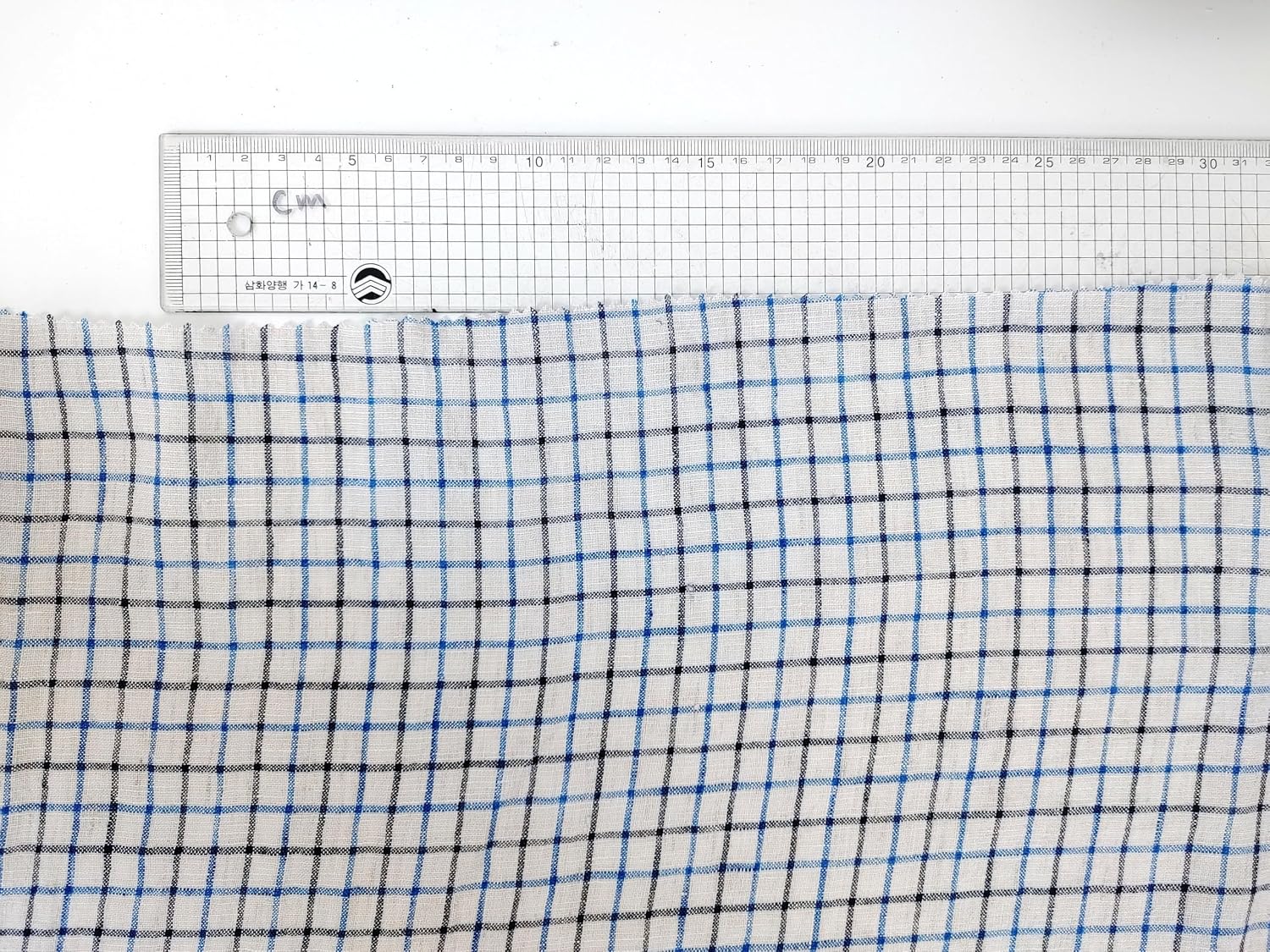 100% Linen Breeze: Light and Checked Fabric 7944 Beige