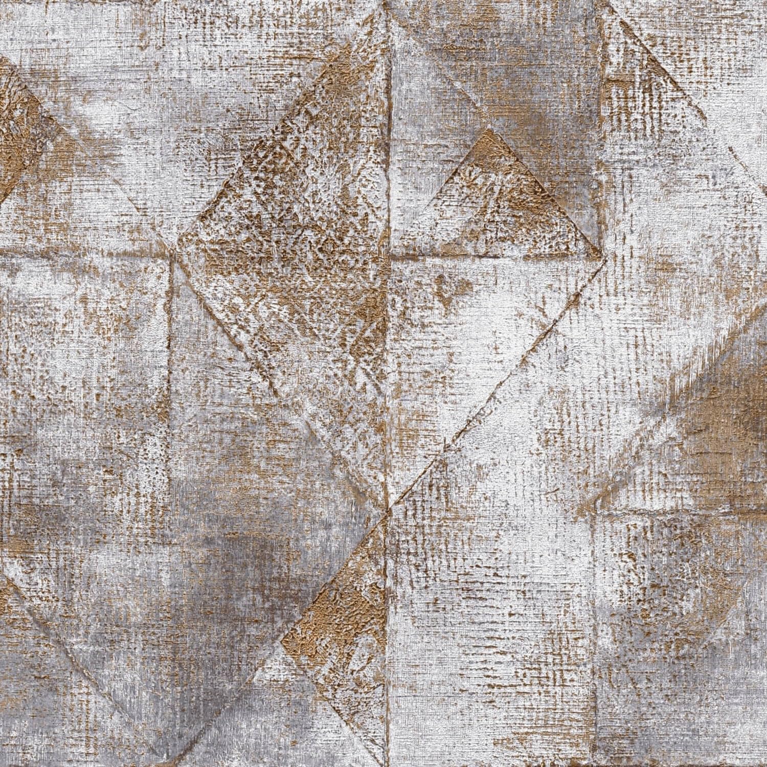 Papel pintado no tejido oro gris Profhome 389764-GU de 0,53 m x 10,05 m
