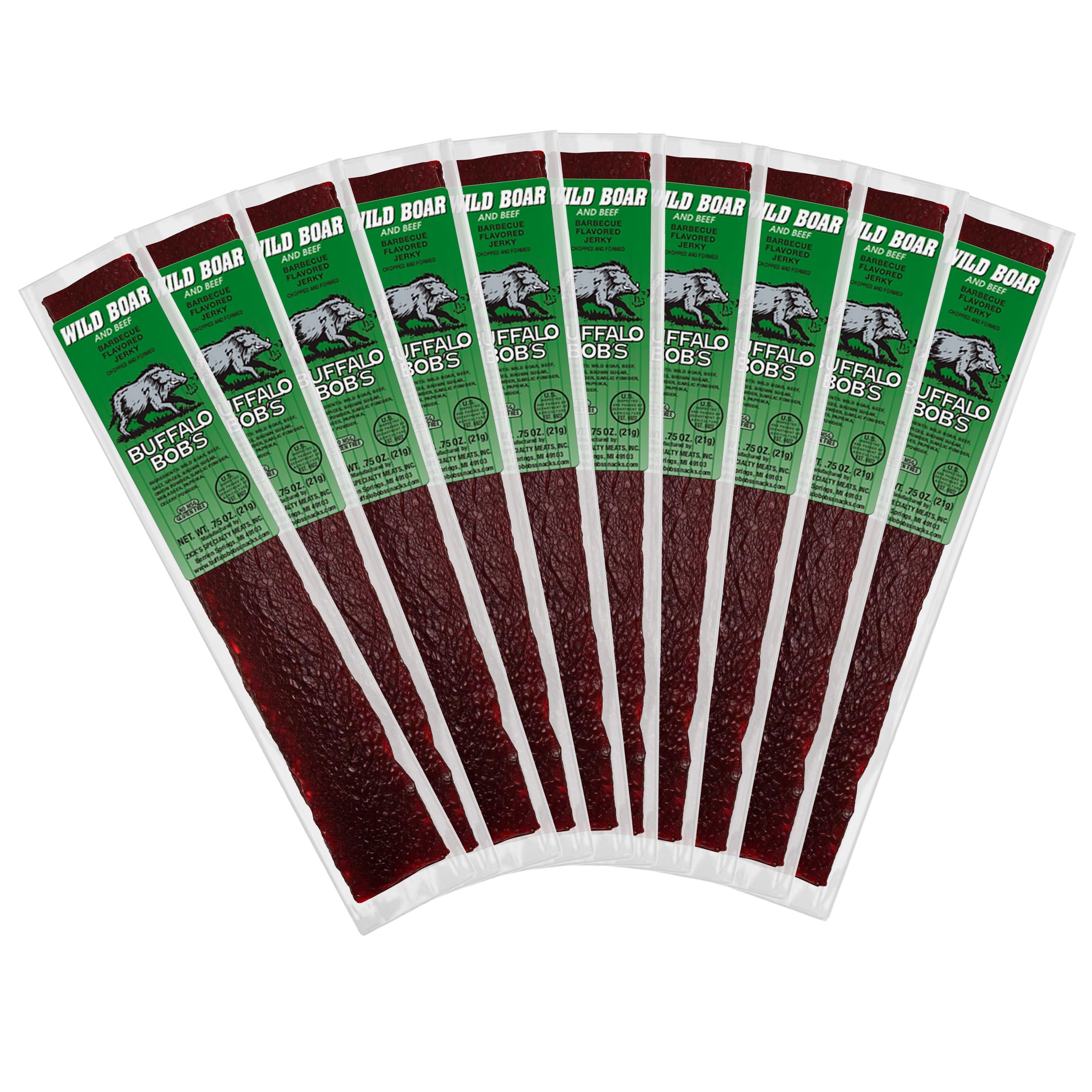 Buffalo Bob's Wild Game Meat Snack - Wild Boar BBQ Jerky 10 Pack