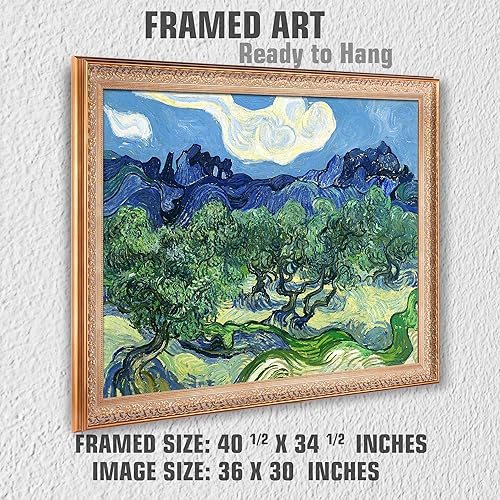 Miniatura 1482 de A&T ARTWORK The Starry Night de Vincent Van Gogh. Tamaño del marco: 36 x 30 pulgadas, tamaño de la imagen: 30 x 24 pulgadas, reproducciones clásicas