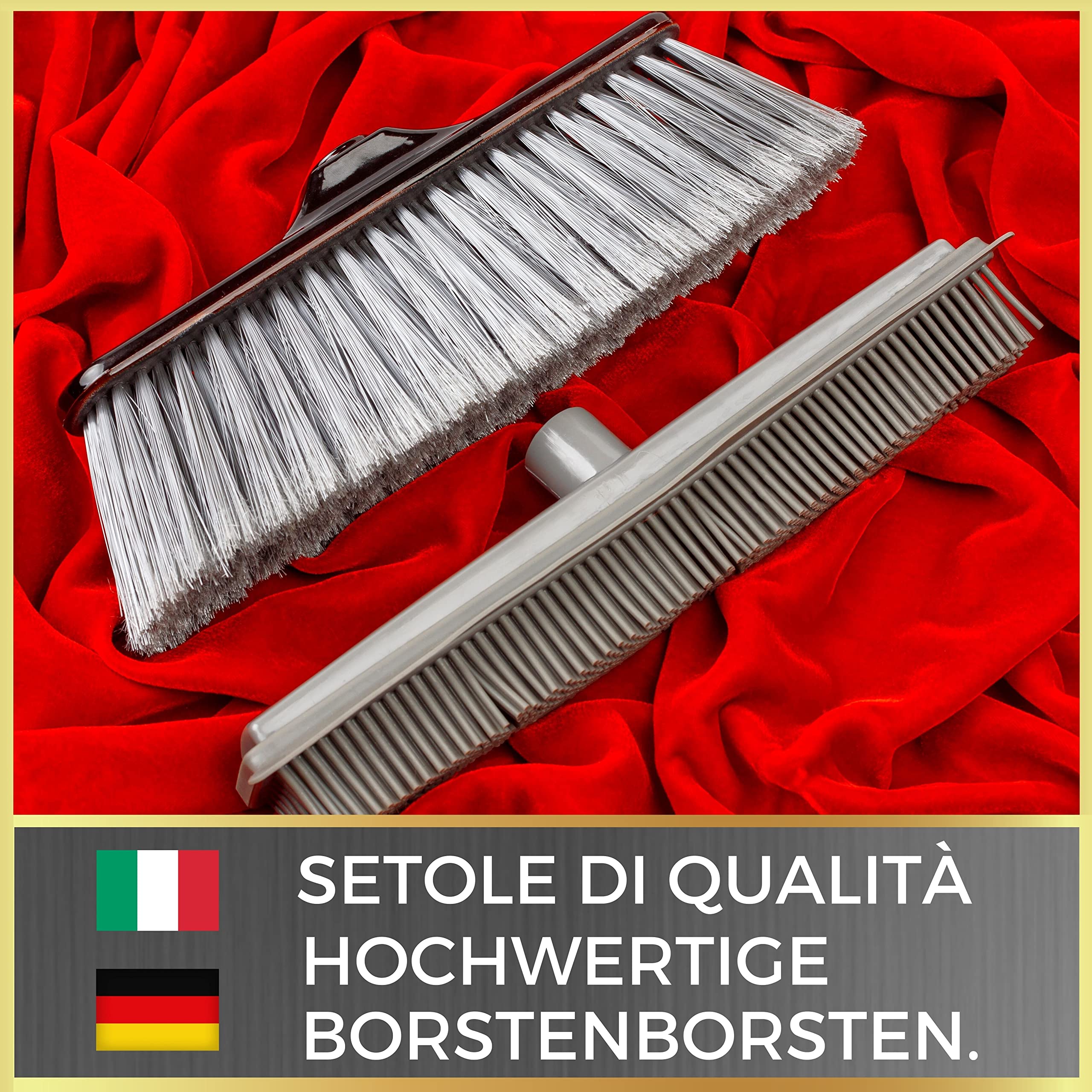 selezione100 Kit Scopa in Silicone per Interni & Scopa Lavapavimenti con 2 Manico Scopa & 2 Appendi Scope - Scopa Esterno & Scopa per Interni per Scopone Pavimenti